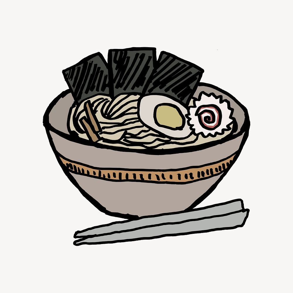 Ramen Japanese food illustration. Free public domain CC0 image.