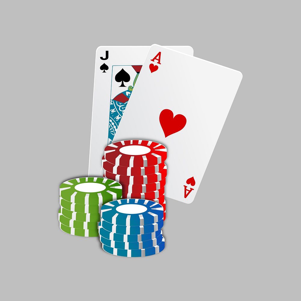 Card and chips clipart vector. Free public domain CC0 image.