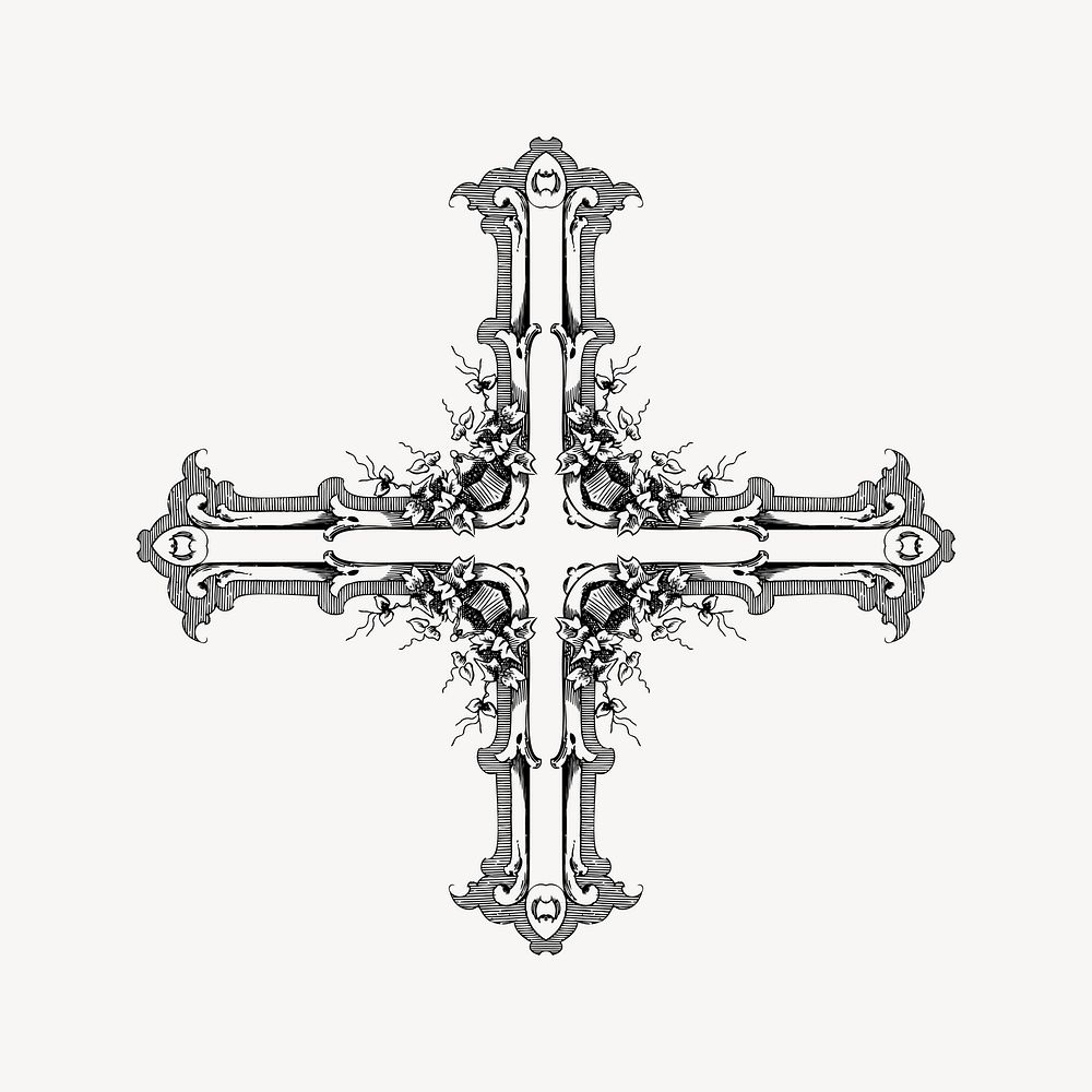 Ornamental cross clip art vector. Free public domain CC0 image.