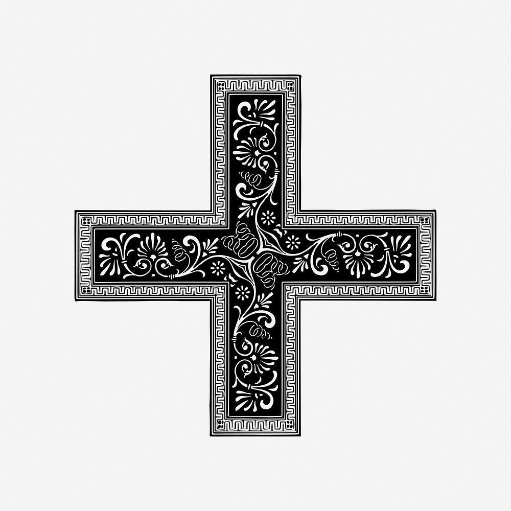 Ornamental cross clip art. Free public domain CC0 image.
