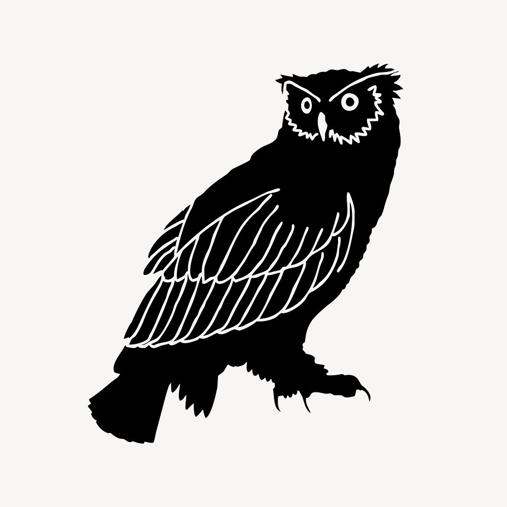 Owl silhouette clip art vector. Free public domain CC0 image.