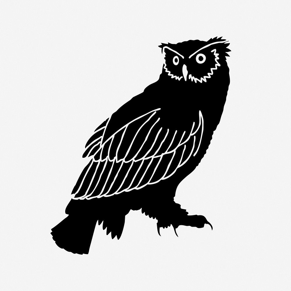 Owl silhouette clip art. Free public domain CC0 image.