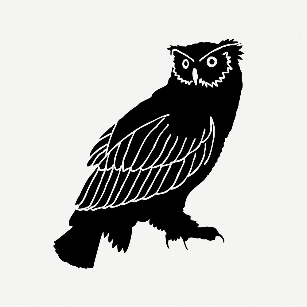 Owl silhouette clip art psd. Free public domain CC0 image.
