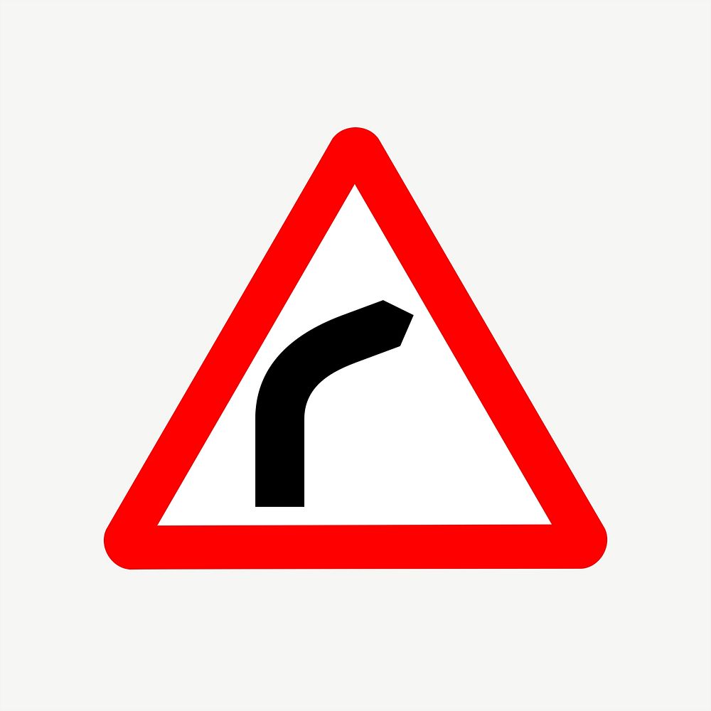 Right bend traffic sign clip art psd. Free public domain CC0 image.