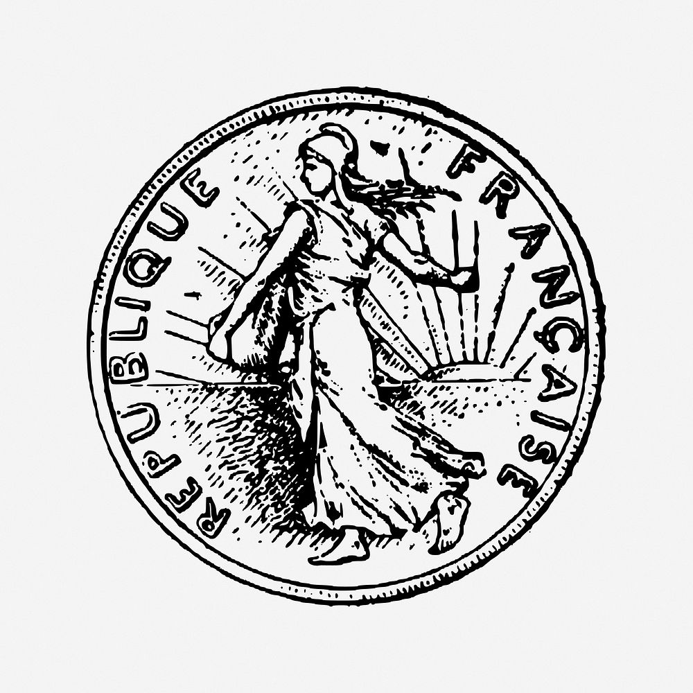 Francaise Republique coin illustration. Free public domain CC0 image.