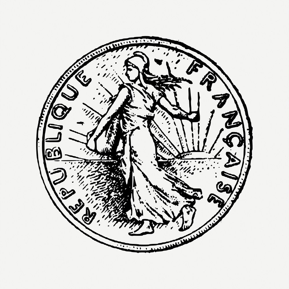 Francaise Republique coin clipart psd. Free public domain CC0 image.