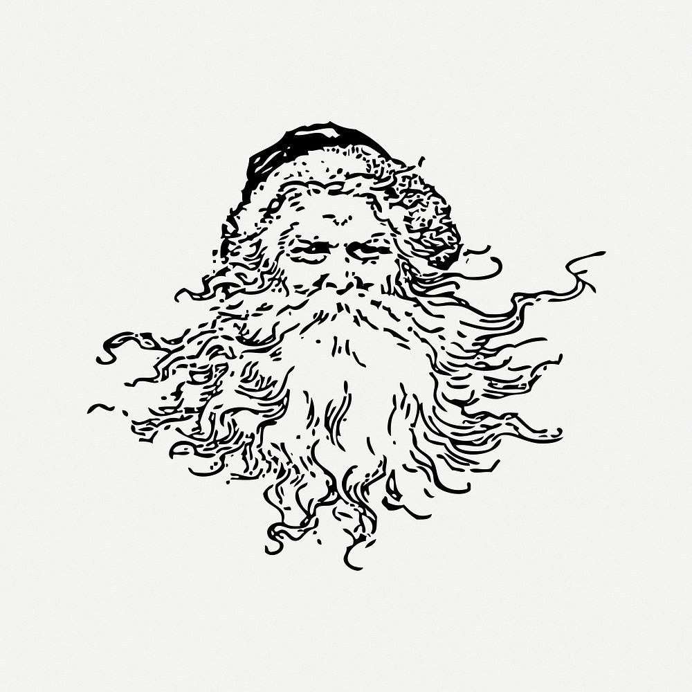 Santa Claus illustration psd. Free public domain CC0 image.