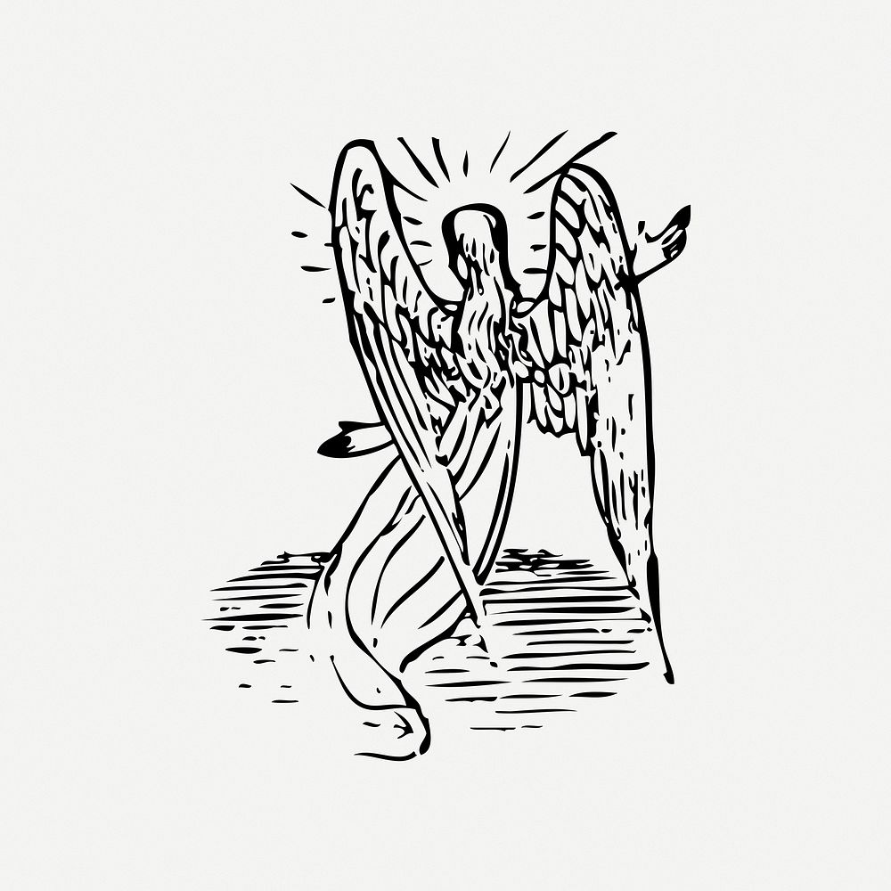 Female angel from behind clipart psd. Free public domain CC0 image.