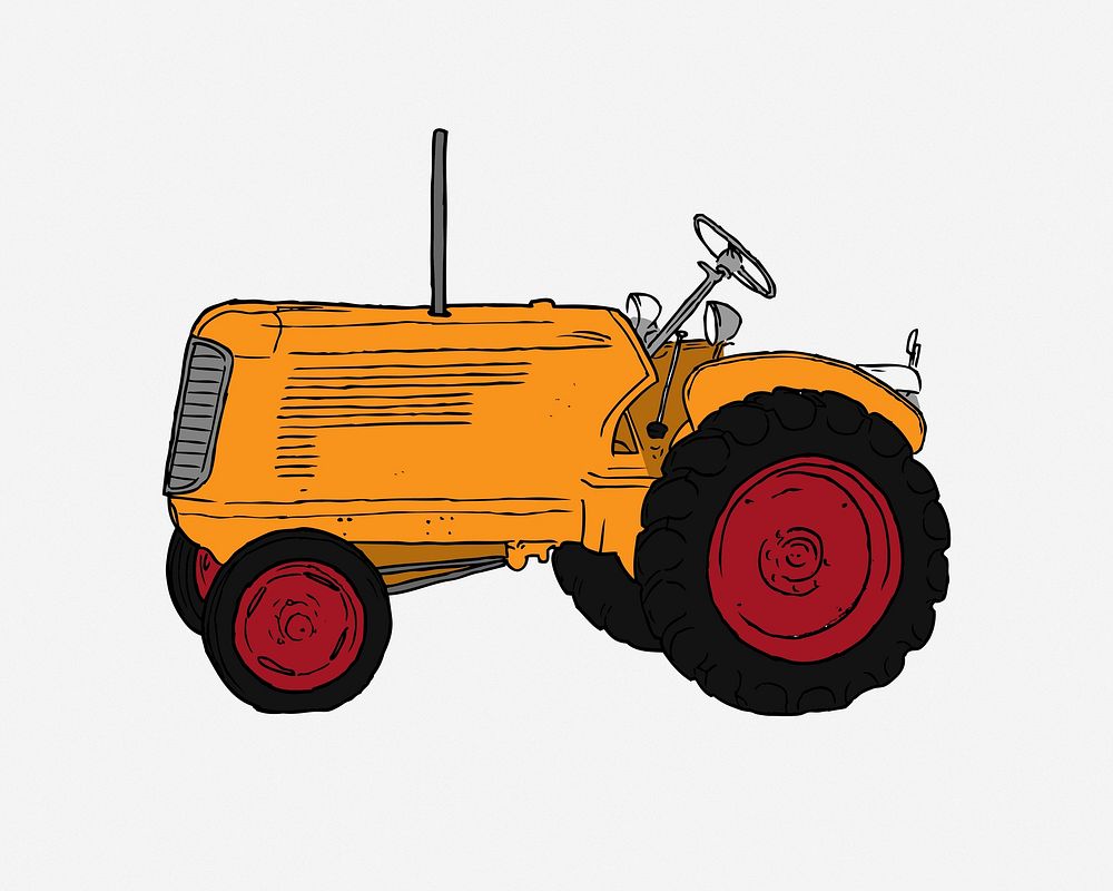 Farm tractor clipart vector. Free public domain CC0 image.
