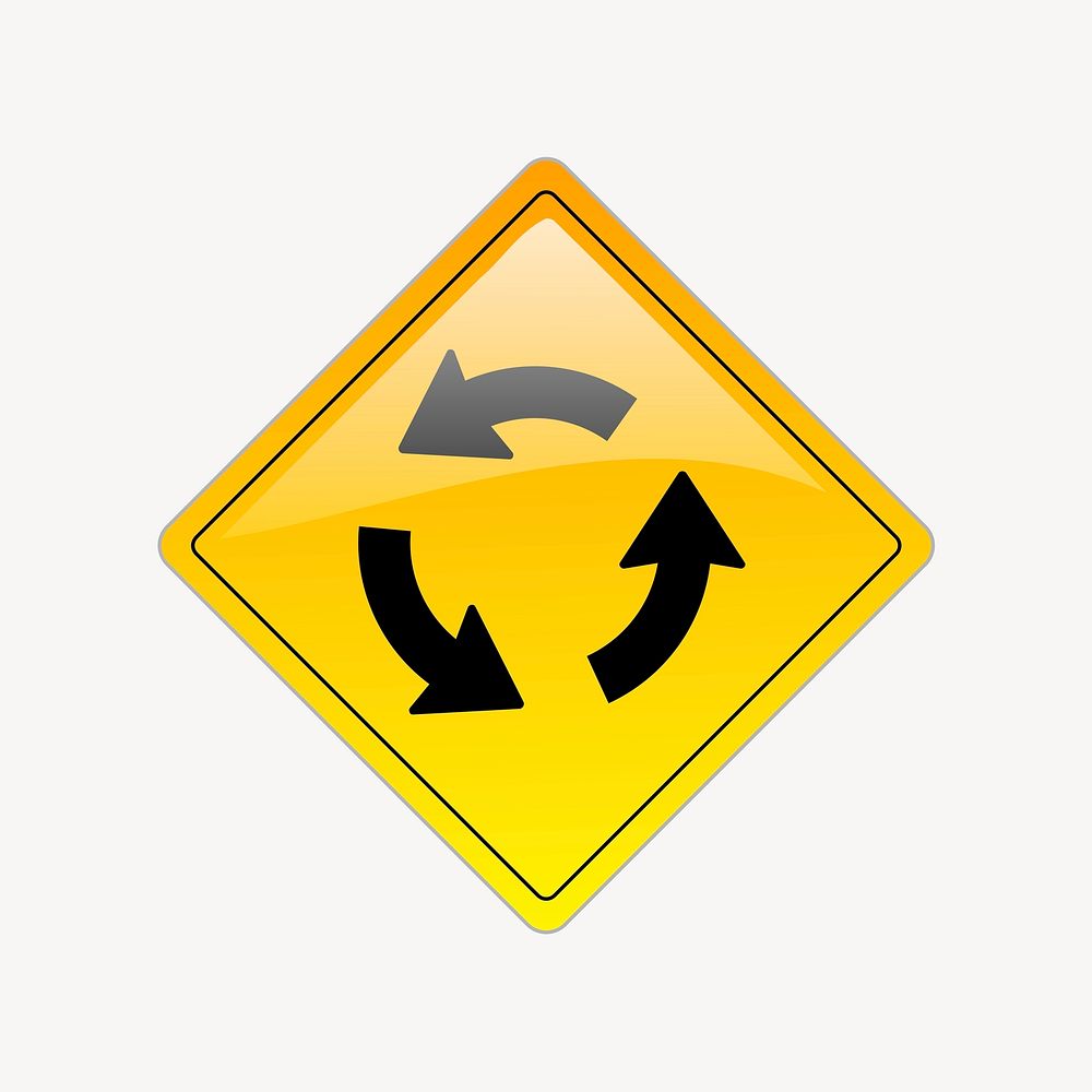 Roundabout traffic sign illustration. Free public domain CC0 image.