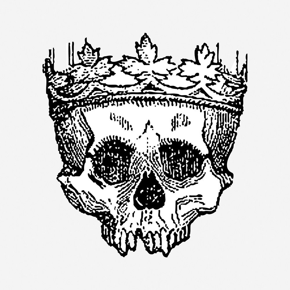 Skull crown illustration. Free public domain CC0 image.