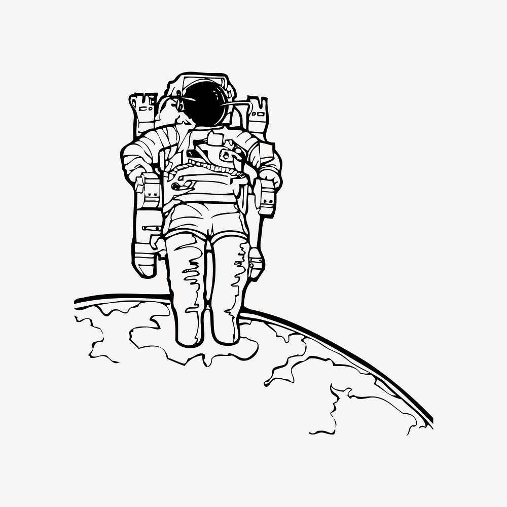 Astronaut illustration. Free public domain CC0 image.