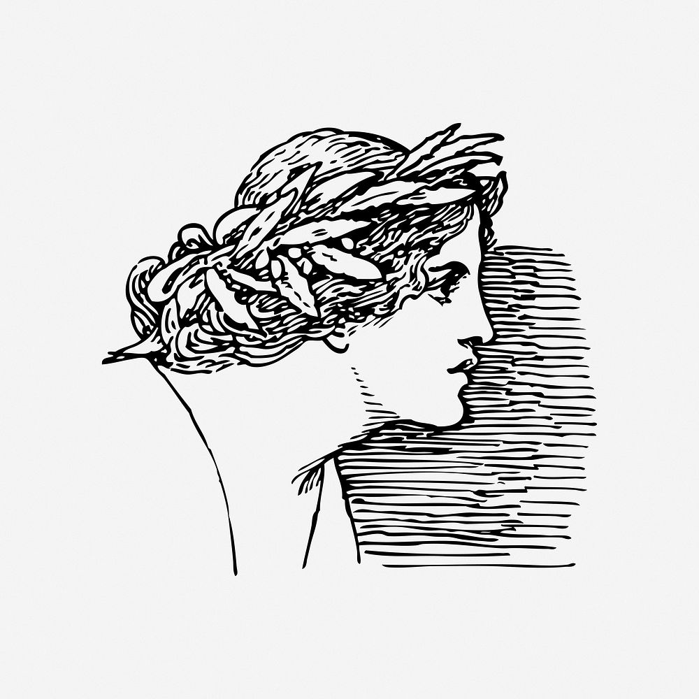 Vintage lady portrait illustration. Free public domain CC0 image.