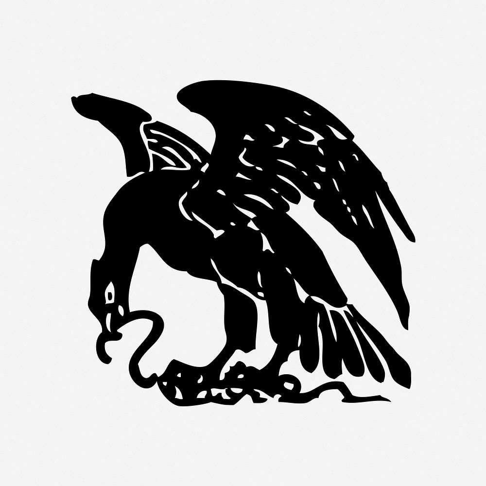 Eagle eating snake clipart vector. Free public domain CC0 image.