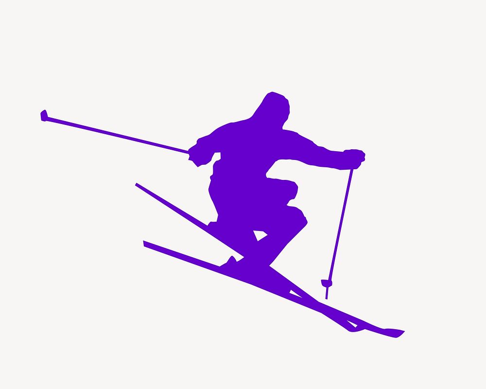 Skiing man Silhouette illustration. Free public domain CC0 image.