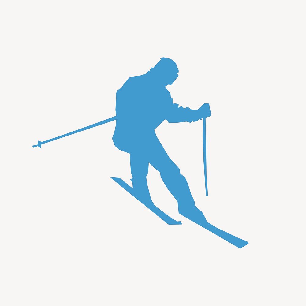 Skiing man Silhouette collage element vector. Free public domain CC0 image.