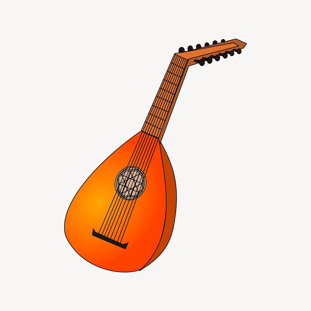 Folk string musical instrument illustration. Free public domain CC0 image.