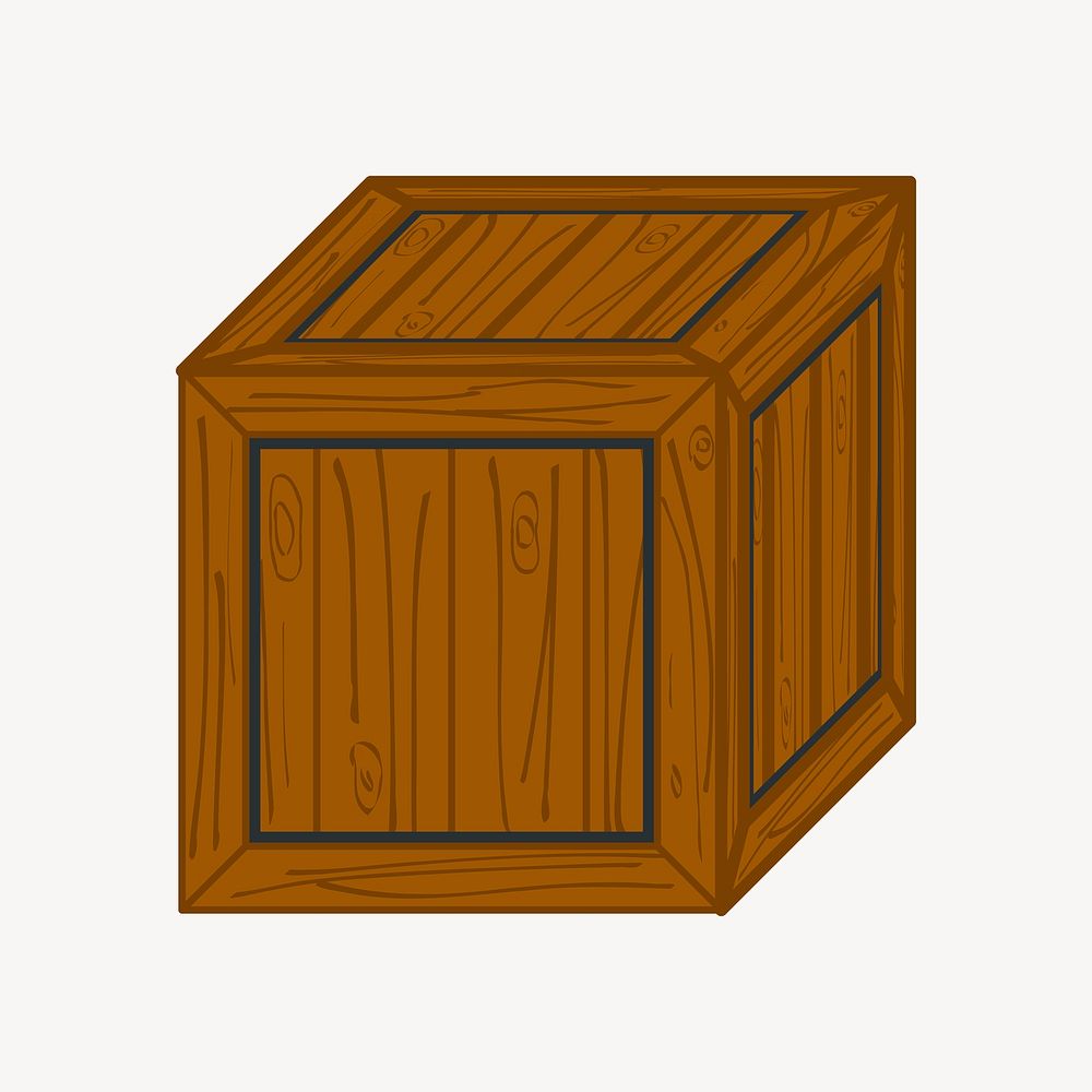 Wooden box illustration vector. Free public domain CC0 image.