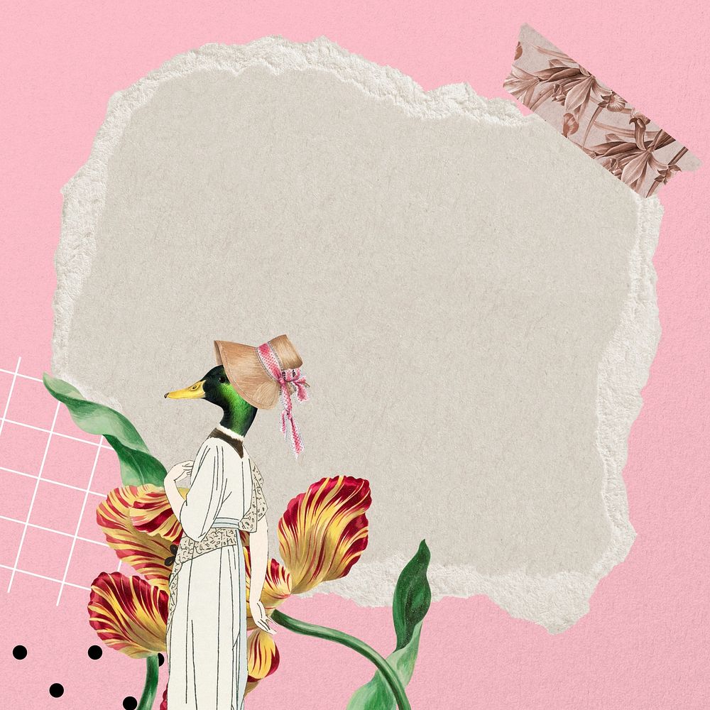 Aesthetic pink background, surreal collage frame collage