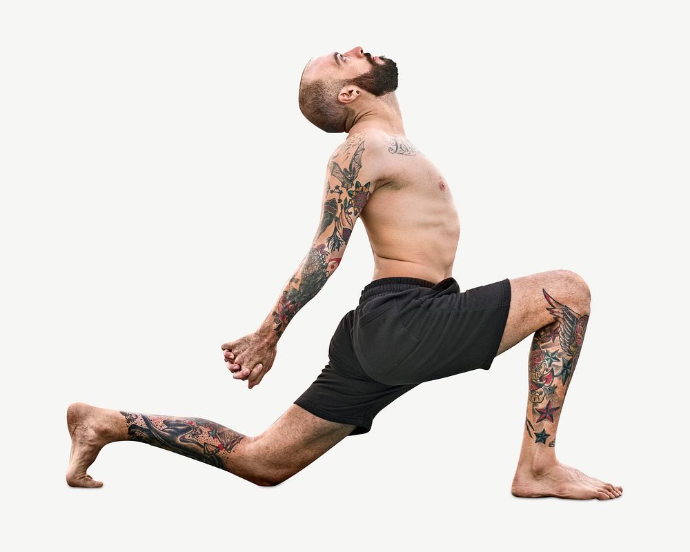 Man exercise practicing yoga psd