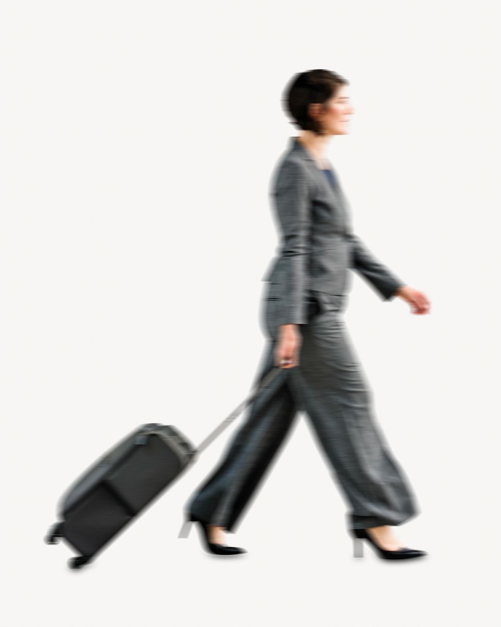 Traveling professional businesswoman isolated image on white