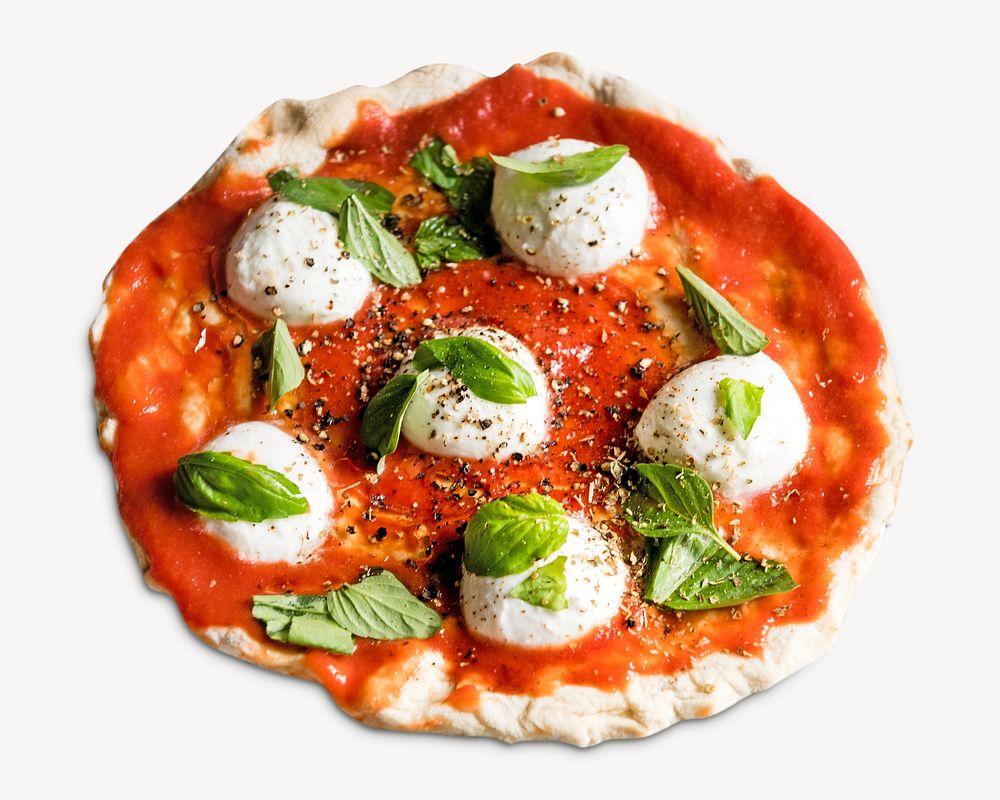 Vegetable pizza, isolated design on white