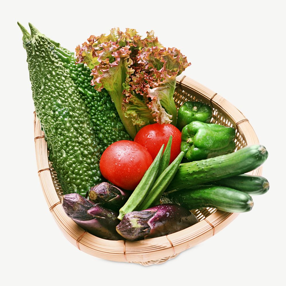 Vegetable basket healthy food psd