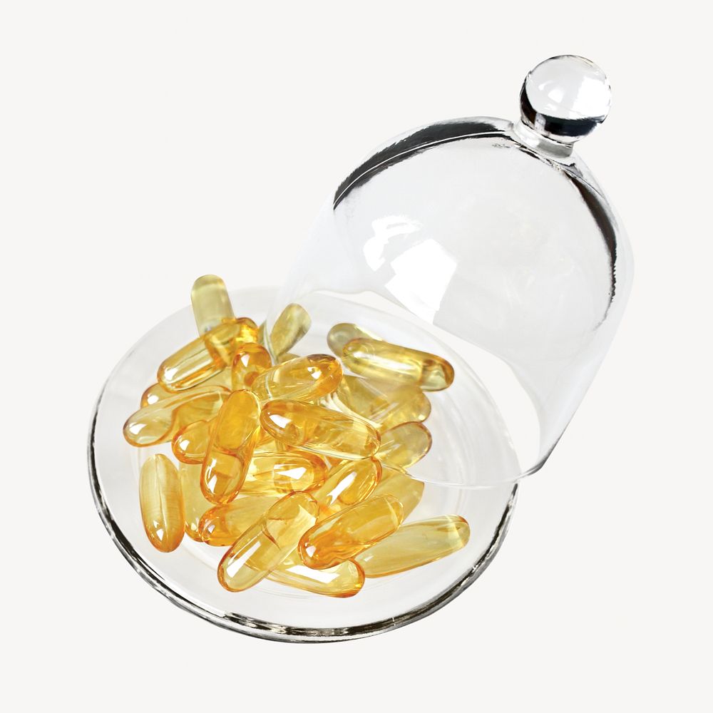Capsule oil supplement isolated object