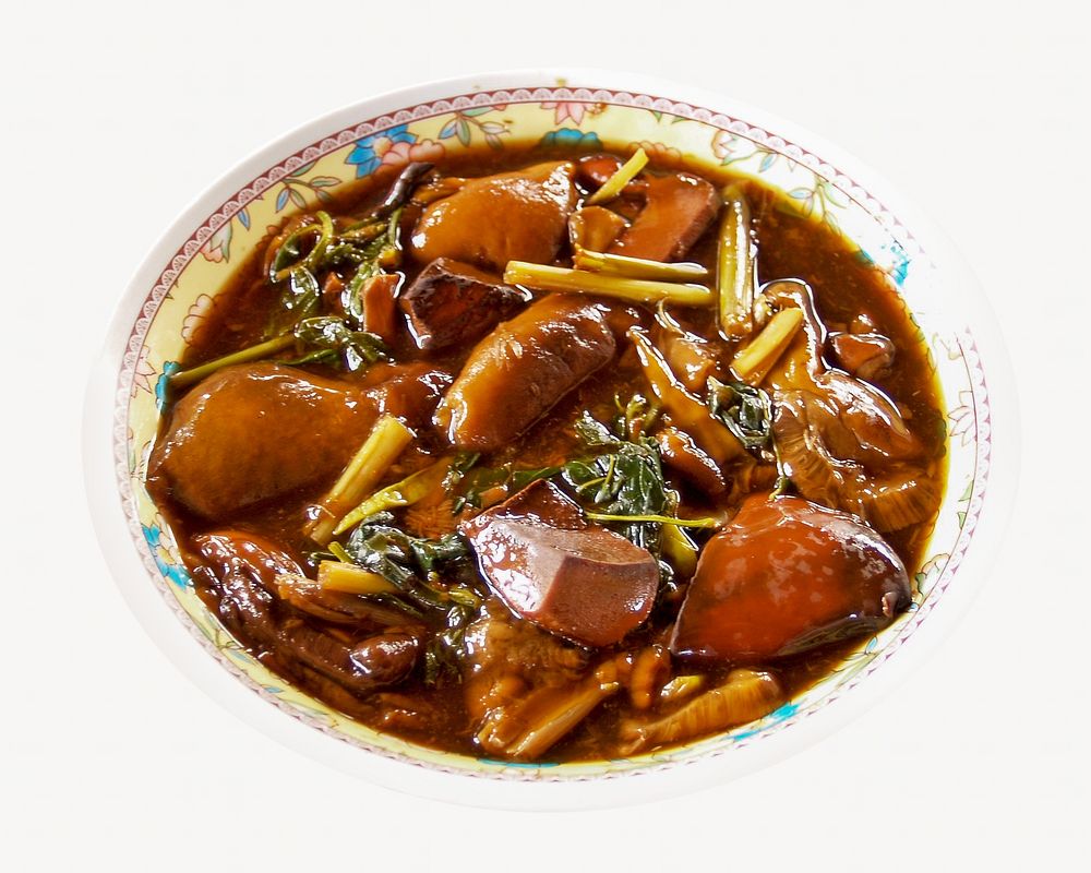 Asian braise soup isolated object