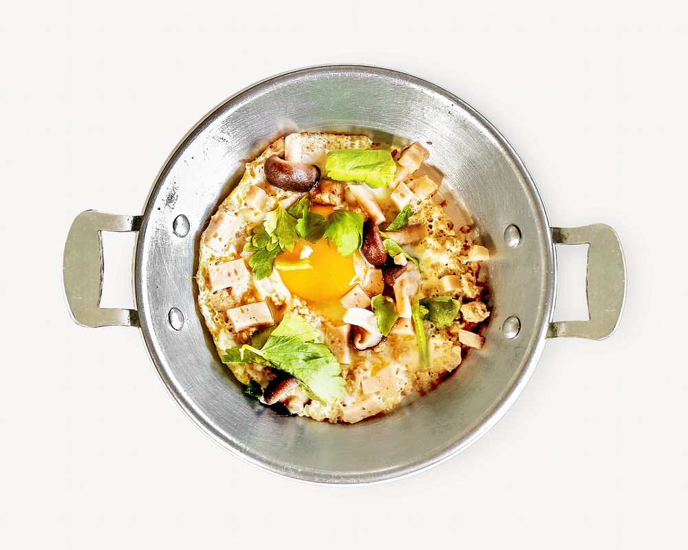 Pan-fried egg breakfast isolated object