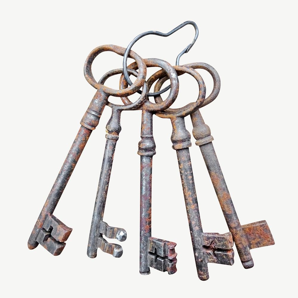 Rusty keys isolated object psd