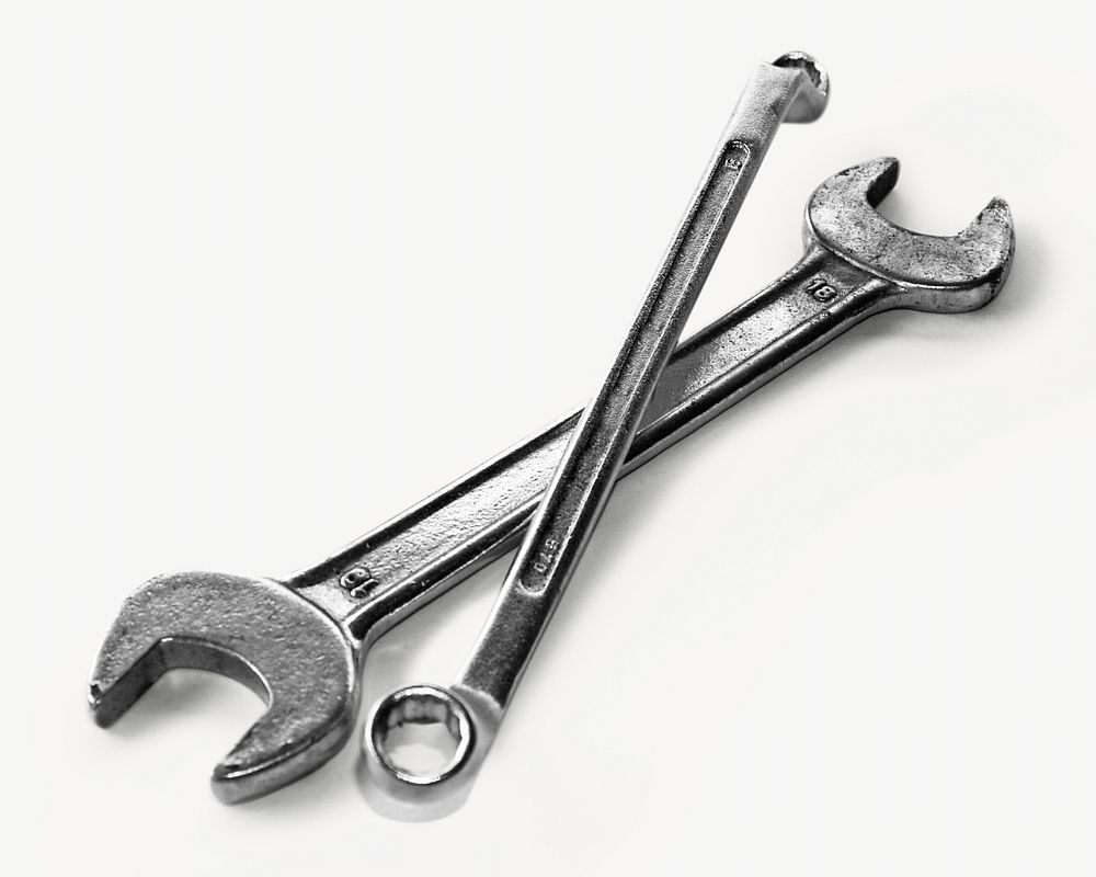 Metal wrench, isolated image