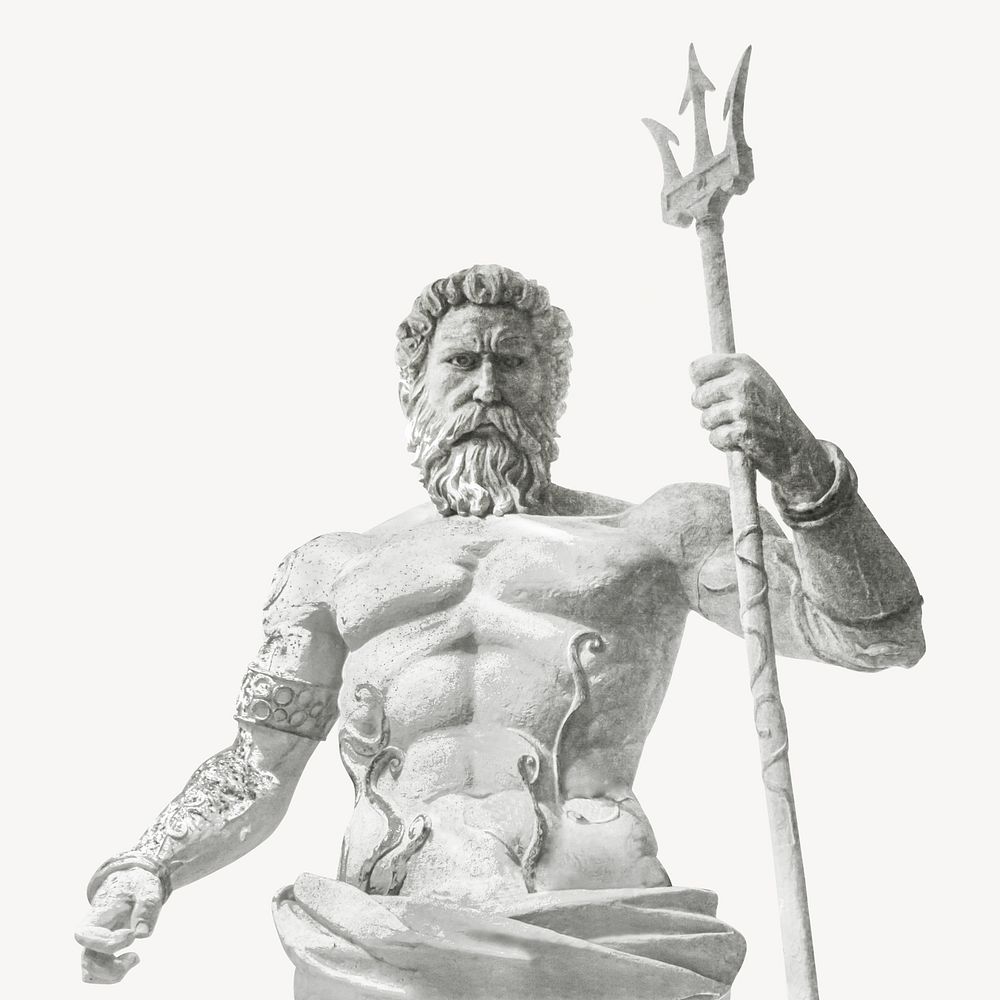 Poseidon statue, isolated image