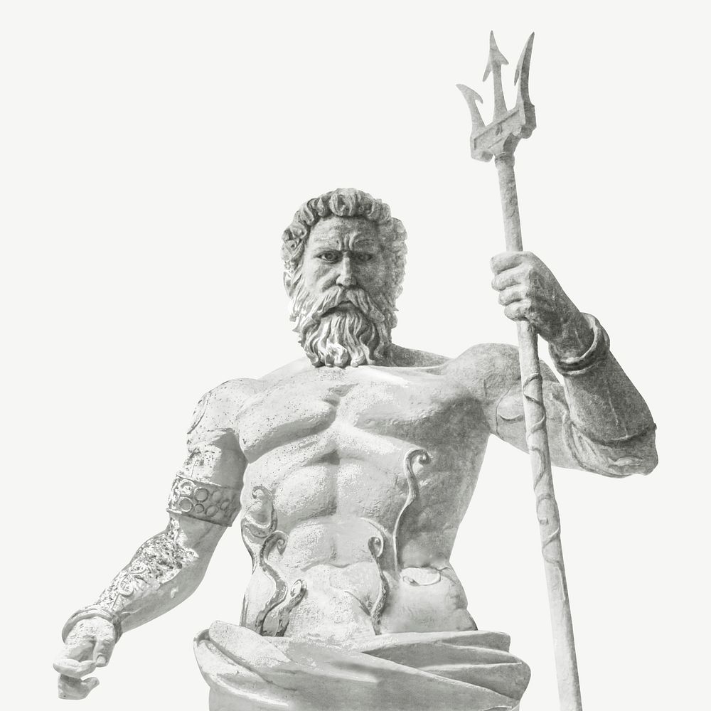 Poseidon statue isolated object psd