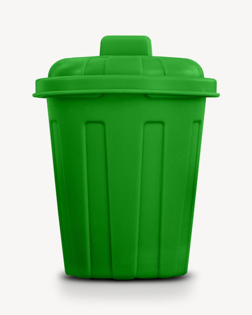 Green garbage bin, isolated object on white
