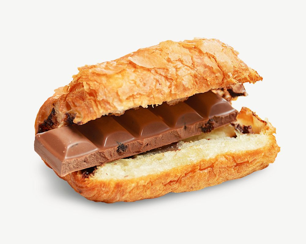 Chocolate filling French croissant breakfast psd