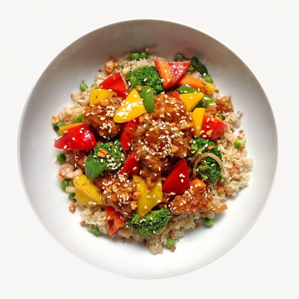 Fusion stir-fried rice isolated object