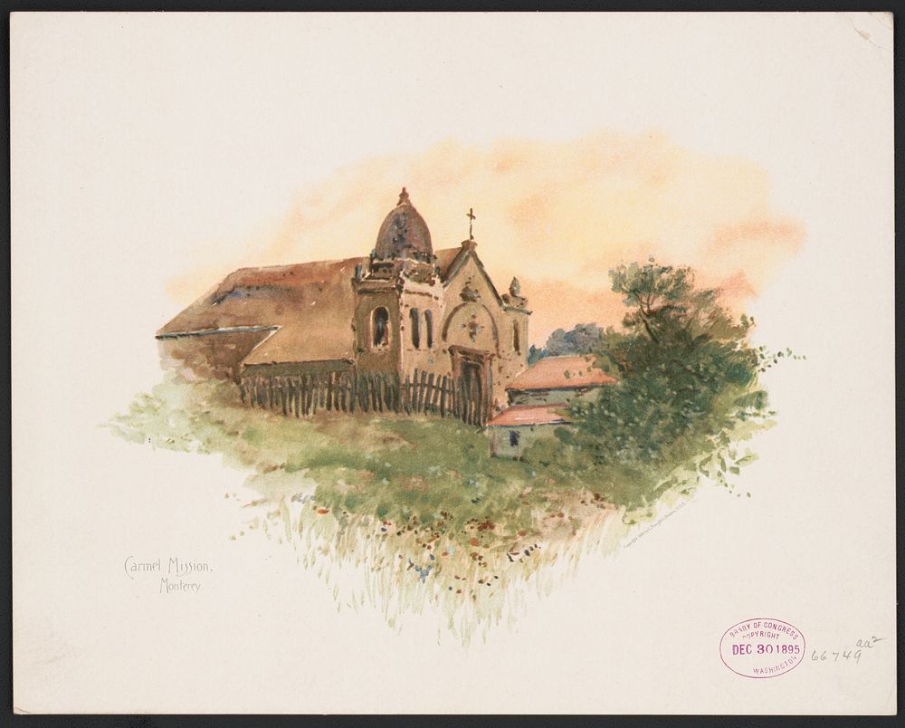 Carmel Mission, Monterey (1895) by Harlow, Louis K. (Louis Kinney)