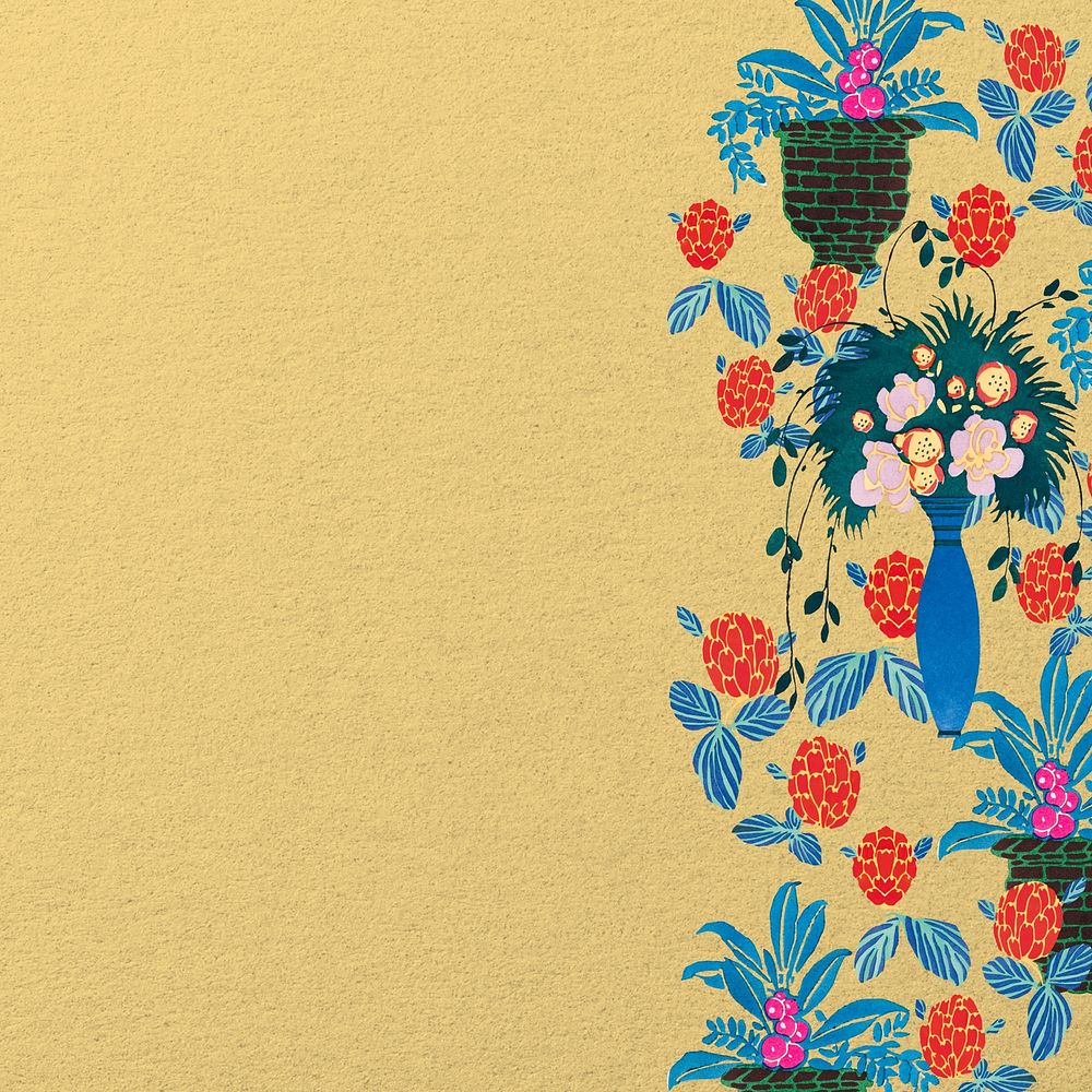 Vintage flower border background, E.A. S&eacute;guy's artworks, remixed by rawpixel.
