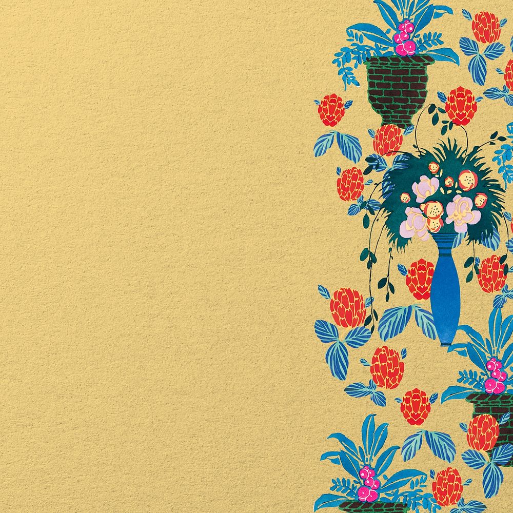 Vintage flower border background, E.A. Séguy's artworks, remixed by rawpixel.