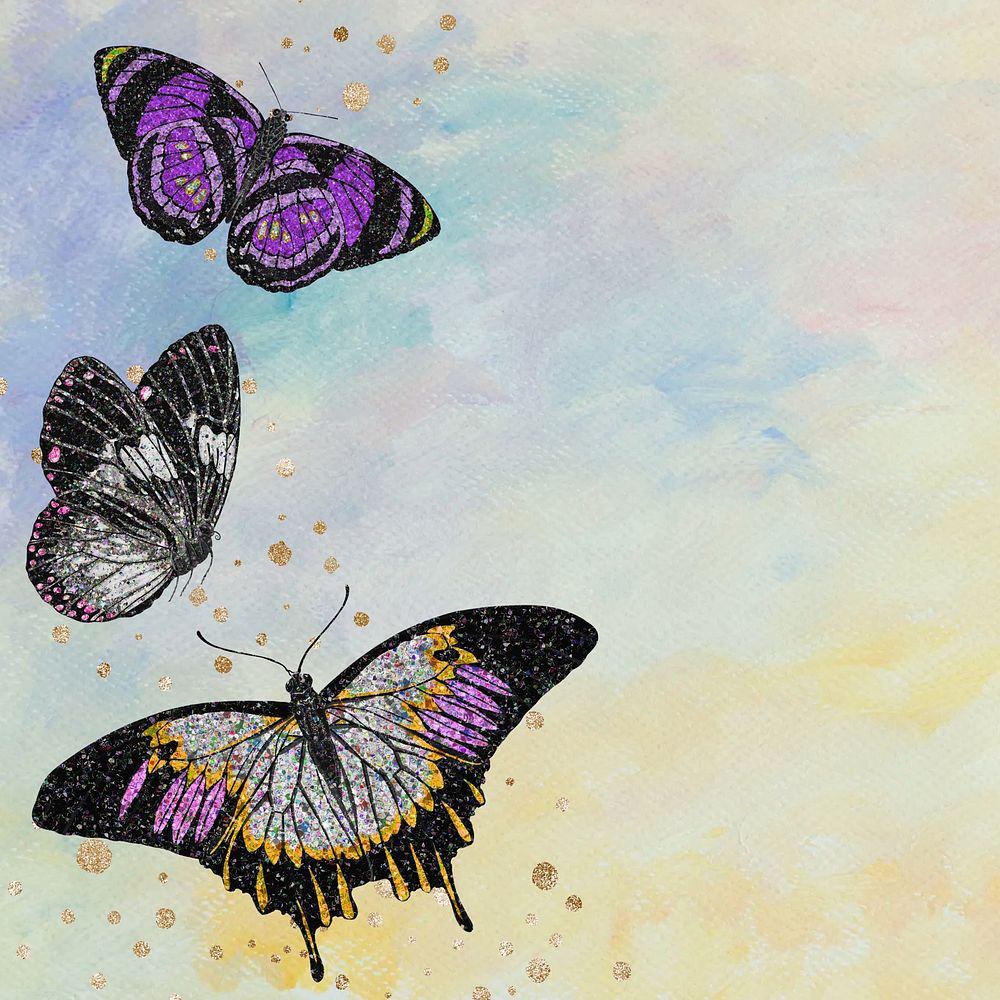 Vintage butterflies border background, insect illustrations by E.A. Séguy, remixed by rawpixel.