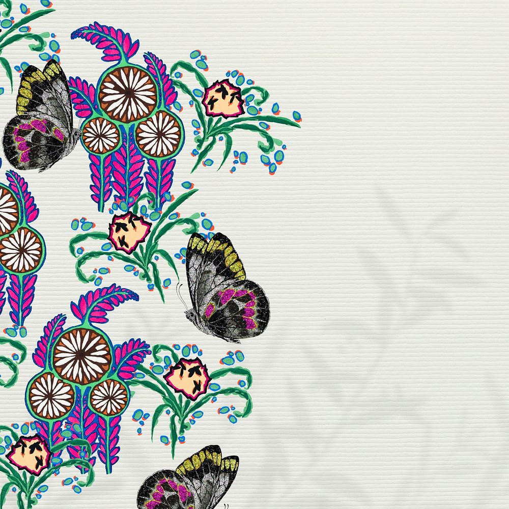 Vintage butterflies border background, insect illustrations by E.A. S&eacute;guy, remixed by rawpixel.