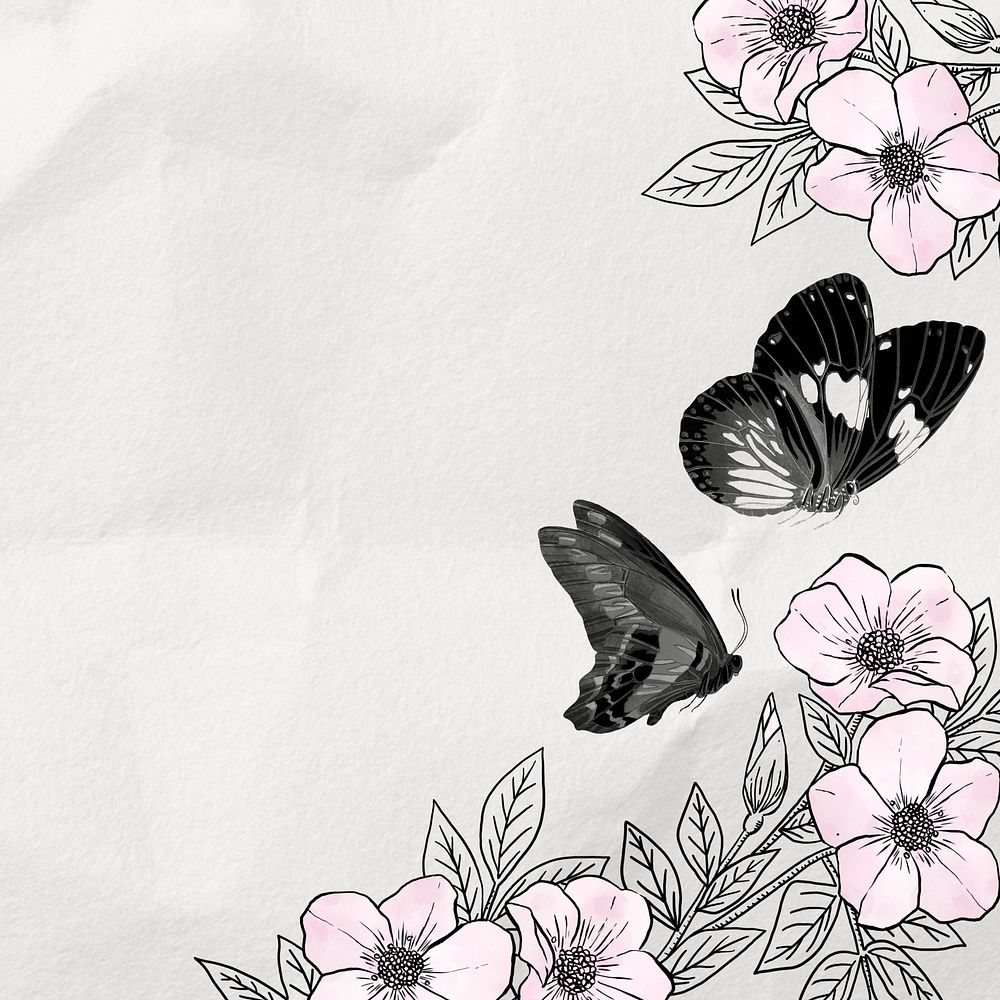 E.A. S&eacute;guy's butterfly background, paper texture design, remixed by rawpixel.