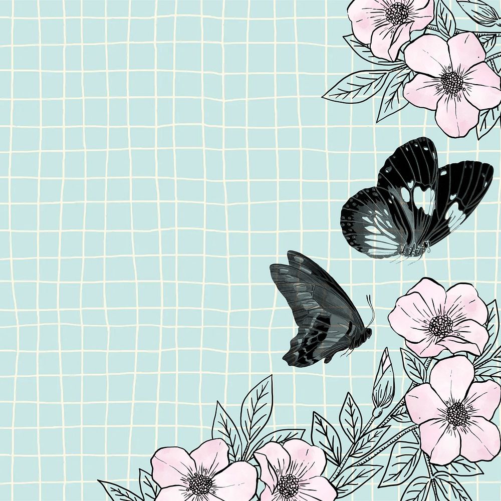 E.A. S&eacute;guy's butterfly background, distorted grid pattern, remixed by rawpixel.