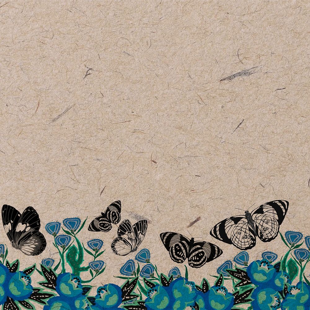 Vintage butterflies border background, insect illustrations by E.A. Séguy, remixed by rawpixel.