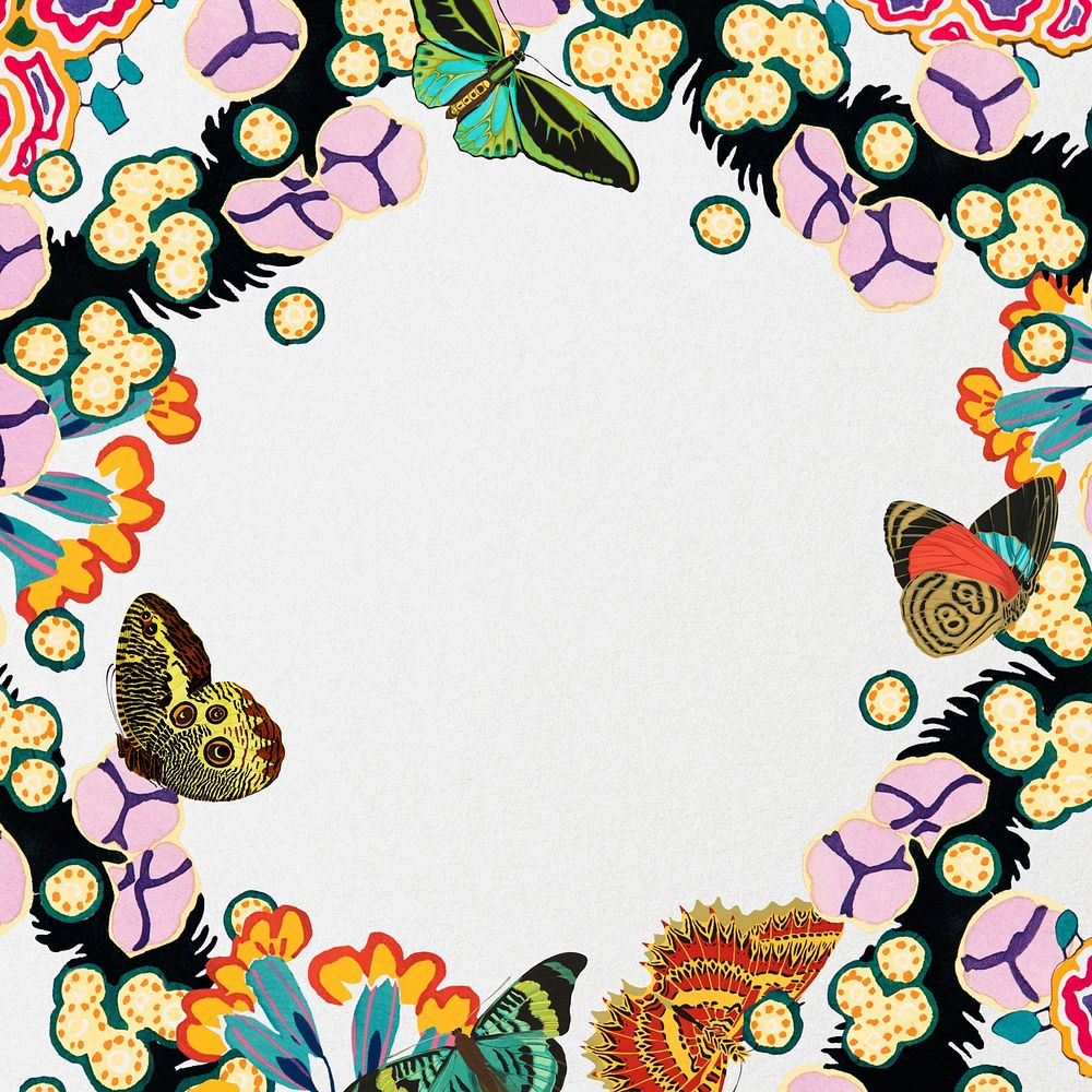 E.A. Séguy butterfly frame background, vintage botanical illustration. Remixed by rawpixel.