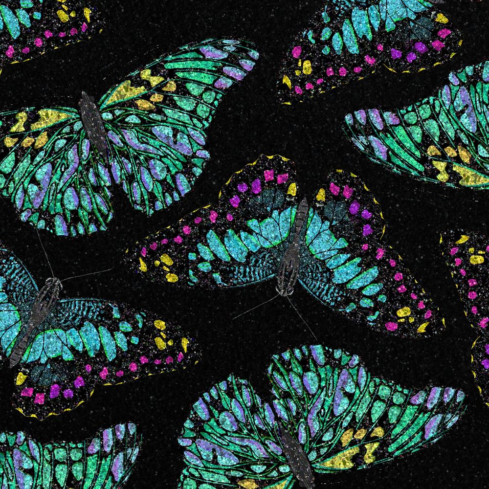 Green butterfly patterned background, vintage insect, remixed from the artwork of E.A. S&eacute;guy.
