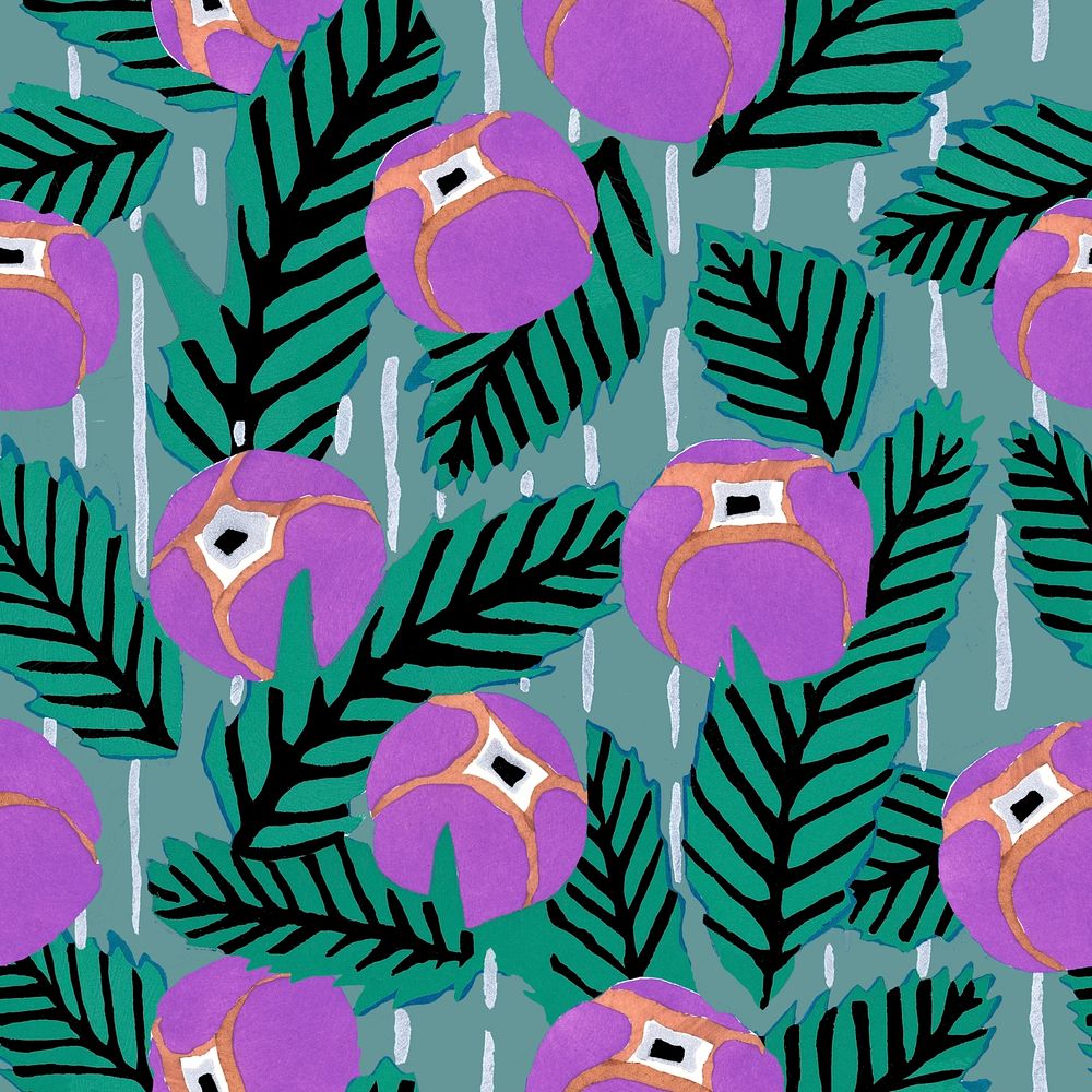 Purple flower patterned background, E.A. S&eacute;guy's vintage illustration, remixed by rawpixel.