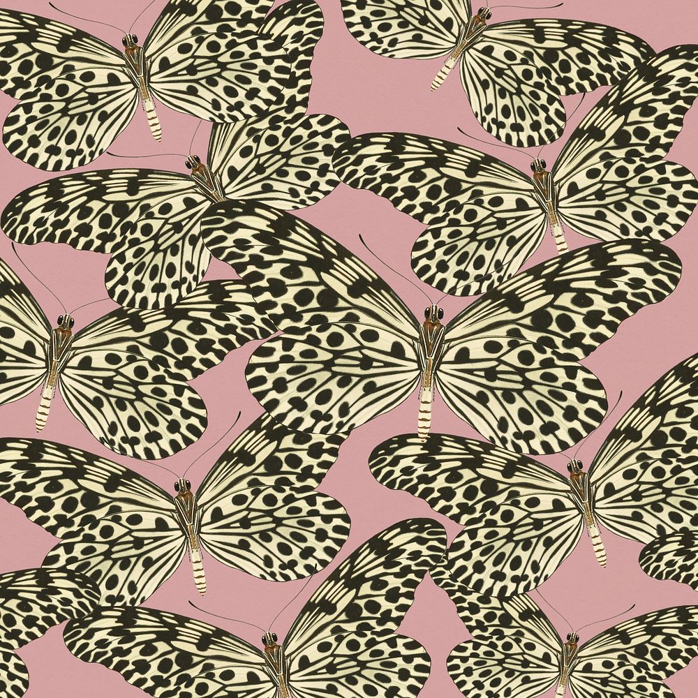 E.A. S&eacute;guy's butterfly patterned background, vintage illustration, remixed by rawpixel.
