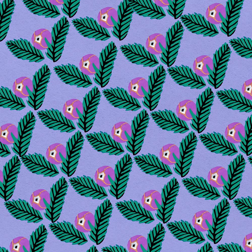 Purple flower patterned background, E.A. S&eacute;guy's vintage illustration, remixed by rawpixel.